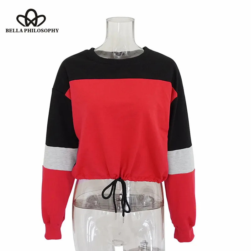 Wonder 2019 new Spring Long Sleeve Patchwork Christmas Sweatshirts Casual Female Tether Stitching Pullovers Vintage Short Tops