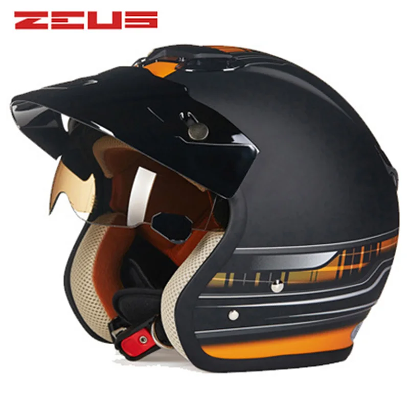 ZEUS открытым лицом 3/4 мотоцикл мотокросса Каско Capacete шлем для скутера винтажный