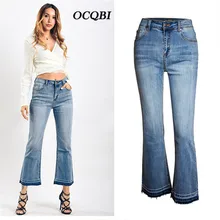 Плюс Размеры пикантные Винтаж Повседневное Mom Jeans для Для женщин Denim Flare Pents Рваные джинсы для Для женщин кисточкой Mom jeans