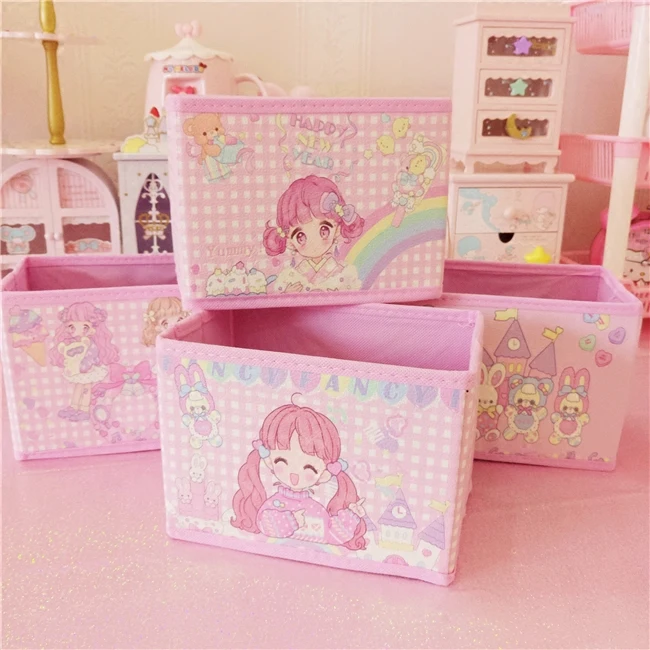 

IVYYE 1PCS Fashion Bear Girls Anime Storage Boxes Bins Home Beauty Case Cosmetic Box Pouch Makeup Basket Girls NEW