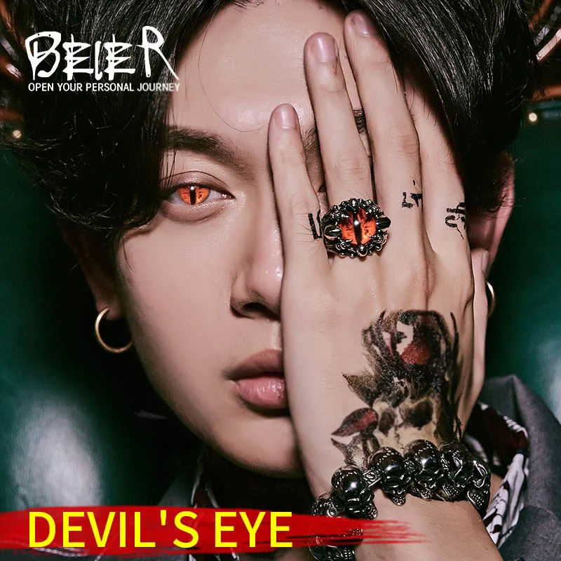 Punk Rock Claw with three Zircon stone evil eyeball CZ ring men anniversary Biker Skull jewelry finger ring jewelry accessories animal ring