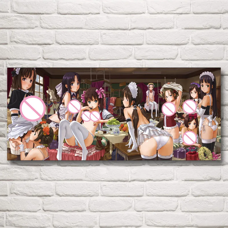 FOOCAME сексуальные девушки аниме наряд горничной Искусство Шелковый Плакаты и печатает живопись декоративные настенные фотографии для Гостиная Украшения в спальню