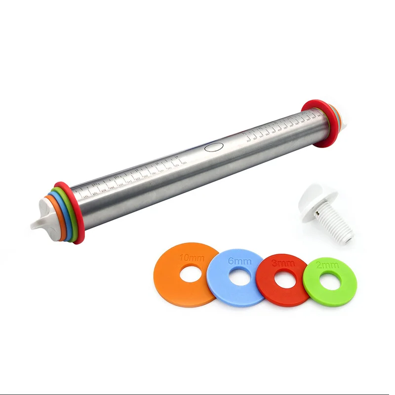 

17inch Length Adjustable Rolling Pin Stainless Steel Fondant 43cm Rolling Pin Cake Roller Dough Rolling Pin Bakeware Tools