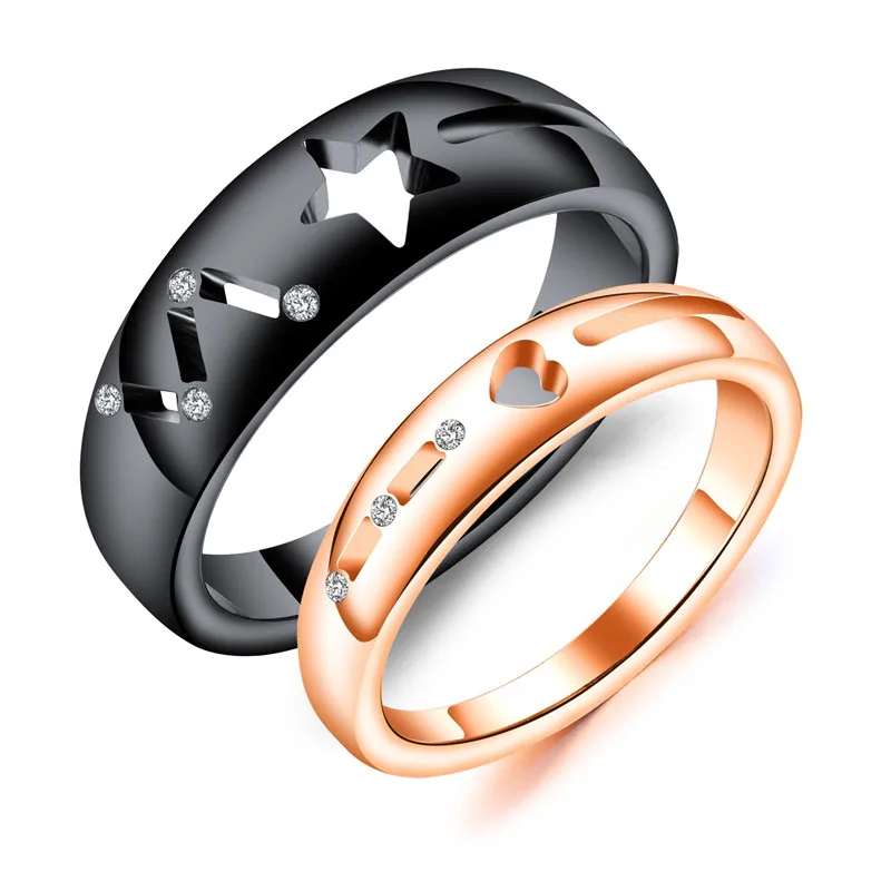 Modyle Fashion Wedding Rings Stainless Steel Ring Female Male Promise Ring Cubic Zirconia Couple Jewelry Sales Promotion