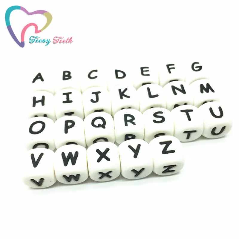 

Teeny Teeth 500 PCS 12 MM Loose Silicone Cube Letter Beads,Alphabet Beads,Loose Silicone Alphabet Letter Beads For DIY Jewelry