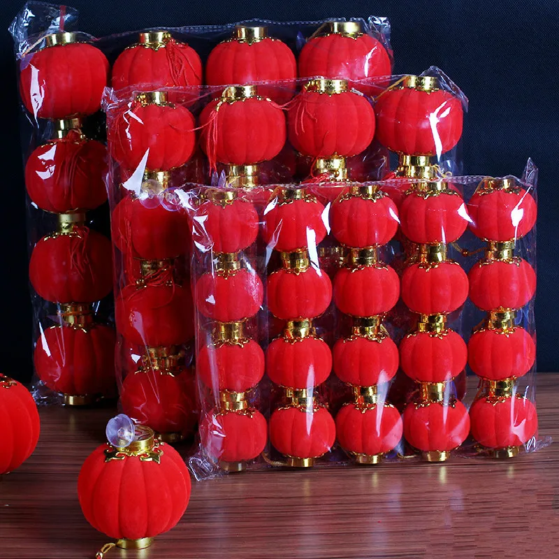 Pack of 12. Traditional Chinese Paper Hanging Lantern in Red