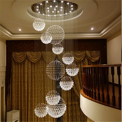 Modern Big Hall Chandeliers Lighting Led Lamps Crystal Ball Drop Luminaires Hotel Villa Banquet Ceiling Fixture Decoration | Освещение