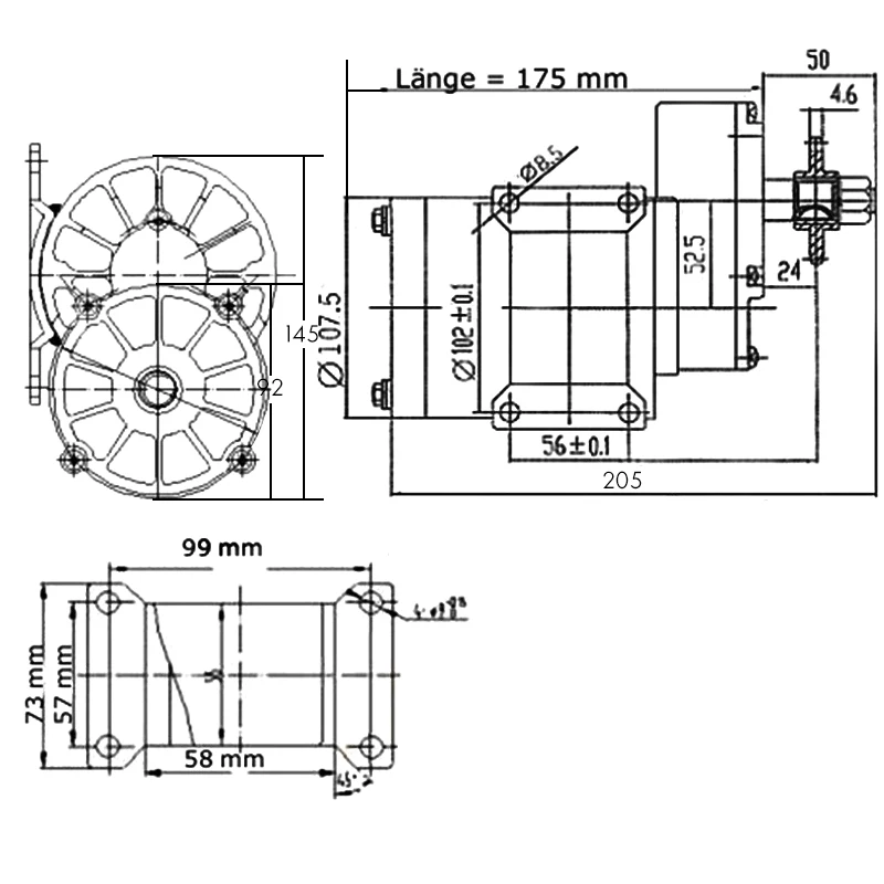 Электромотор UNITEMOTOR MY1020Z 450 Вт 24 В 36 48 В|450w 24v|tricycle motor24v 450w |