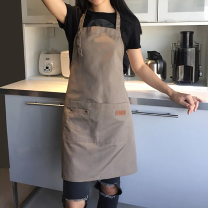 Simple Canvas Apron Women Cooking Painting Apron BBQ Restauran Work Clothes Practical Professional Coffee Nail Salon Cook Aprons