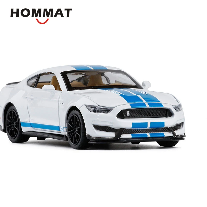 HOMMAT 1:32 Масштаб Ford Mustang Shelby GT350 Игрушечная модель автомобиля Diecasts& игрушечные транспортные средства сплав металлическая модель автомобиля подарки игрушки для детей - Цвет: White
