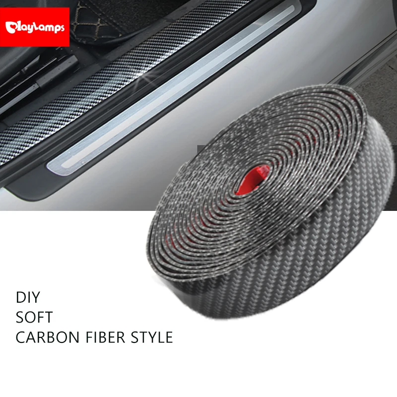 Car Carbon Fiber Scuff Plate Door Sill Cover Panel 2.5M Protector