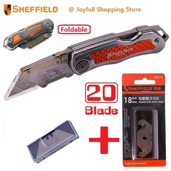 

Great Deal Sheffield Utility Folding Knife with Free Gift Original Hook Knife Blades Steel Heavy Blade Knife Paper Cutter Tool
