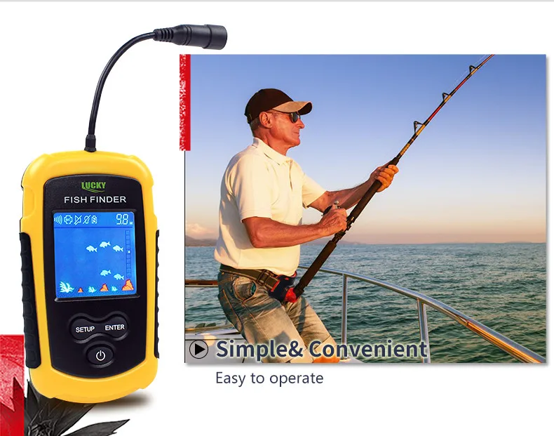 Lucky Fish Finders FFC1108-1 сигнализации м 100 М Портативный Sonar ЖК дисплей Рыбалка приманки эхолот Карп Finder