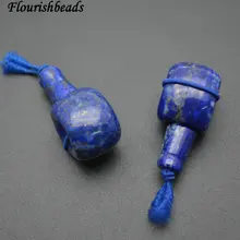 Высококачественный натуральный Лазурит, драгоценный камень в форме кальянa 3 бусины с отверстиями подходят для буддистских Mala Pryaer ювелирных изделий