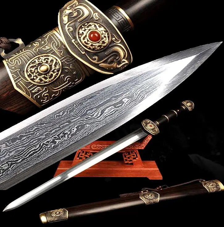 Free Shipping Real Handmade Chinese Sword Damascus Steel Full Tang