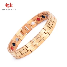 Oktrendy Gold Magnetic Bracelet Men Stainless Steel Energy Germanium Magnet Health Bracelets Men Hand Chain Bracelets for Women Oktrendy Gold Magnetic Bracelet Men Stainless Steel Energy Germanium Magnet Health Bracelets Men Hand Chain Bracelets for Women