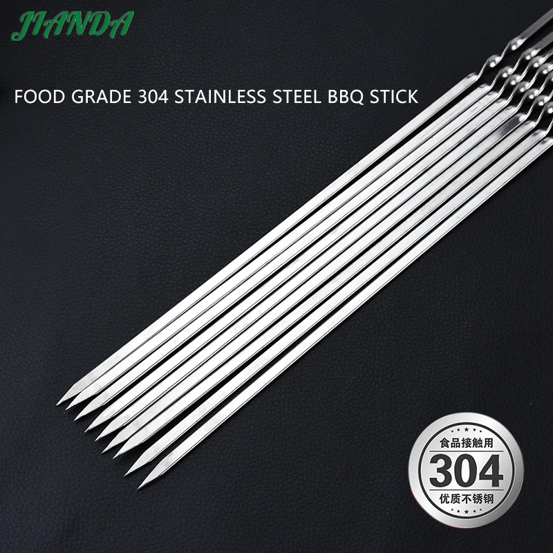 

BBQ Needles Sticks 304 Stainless Steel Barbecue kebab Skewer 10 pcs 13 Inch Kitchen Accessories BBQ Stool for BBQ Camping Picnic