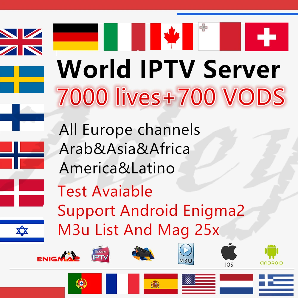 7000 Каналы мира Глобальный IP ТВ Германия Великобритания США Канада Французский IP ТВ латинский 3/6/12 месяцев подписки для M3U Mag Android Smart ТВ