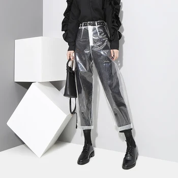 

2019 new design transparent women pant all match fashion casual long lady trousers slim elegant pants top quality