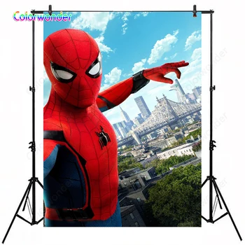 

Vinyl Backdrops for Photography Marvel Super Hero Spiderman Photo Background for Boys Birthday Party Decoration Photocall Boda