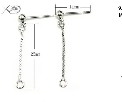 

5pairs/lot Genuine 925 Sterling Silver Ear Pin Charms 14x25mm Real 925 silver jewelry Ear Finding Accessories