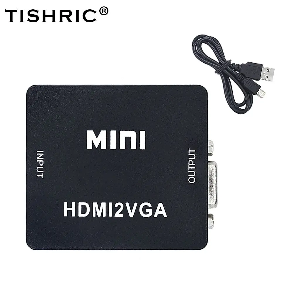 

TISHRIC Mini HDMI2VGA HDMI to VGA Audio USB Power Output Converter Box Male to Female 1080 HDMI VGA Adapter Cable For 360 ps3 hd