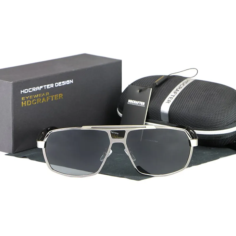 HDCRAFTER металлический каркас солнцезащитные очки Для мужчин Мода г. квадратный Поляризованные Вождения Солнцезащитные очки для мужчин для глаз мужские очки аксессуары