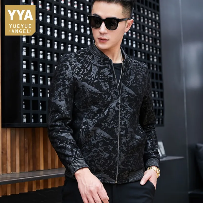 

Fashion Printed 2019 New Mens Sheepskin Real Leather Bomber Jacket Slim Fit Business Man Casual Short Coat Jaqueta De Couro 4XL