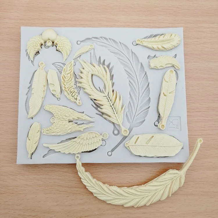

Fashion Feather Design Collections Fondant Cake Mold Lace Mold Food Grade Silicone Mold for Kitchen Baking Decoration Tool E307