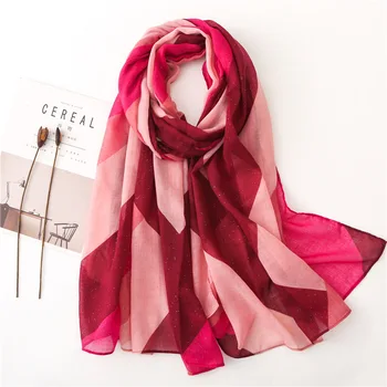 

2019 New Ombre Hijab Scarf Shimmer Glitter Muslim Cotton Scarves Geometric Plaid Wraps Shawls Maxi Fashion Headband Long Scarves