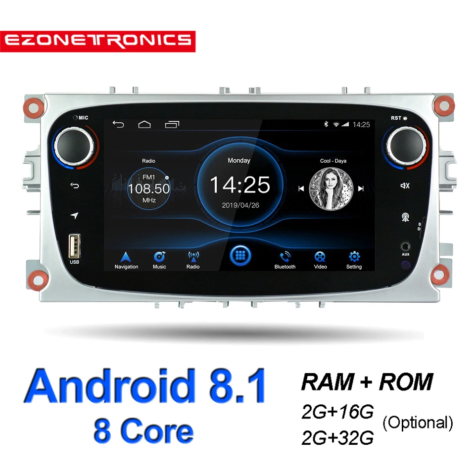 Android 8,1 для Ford Focus Mondeo Galaxy S-max автомобильный Стерео Авторадио 2 ГБ DDR3 Восьмиядерный 7 экран сенсорный gps Bluetooth головное устройство Wi-Fi