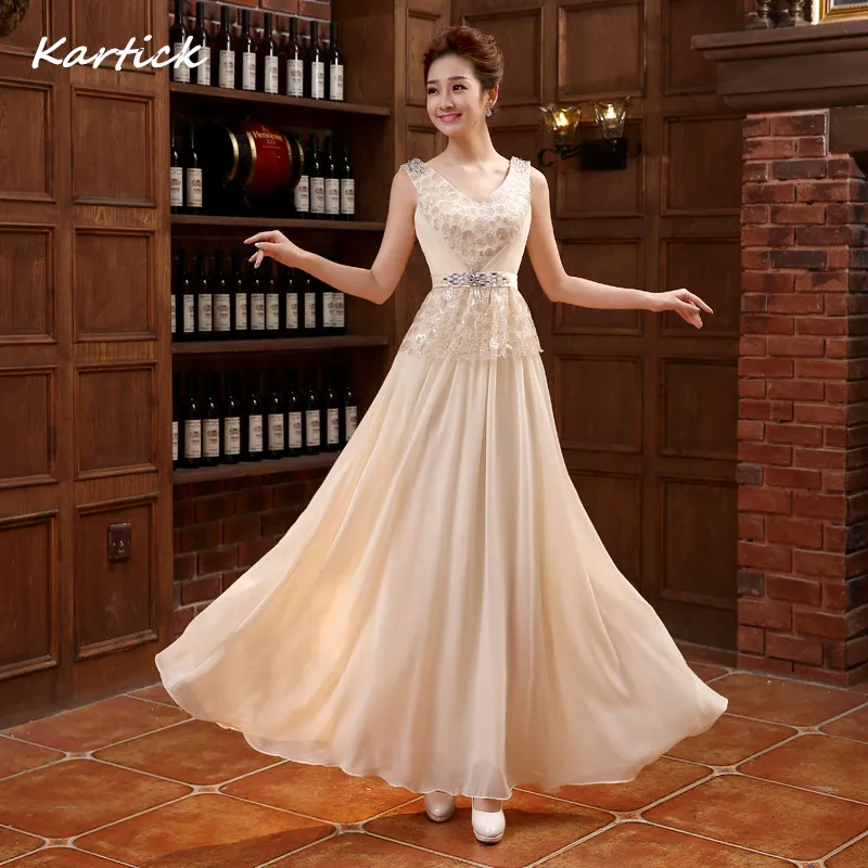 

2016 New Long Evening Dresses Elegant V-Neck V-Back Bride Gown Ball Prom Party Homecoming/Graduation Princess Formal Dress