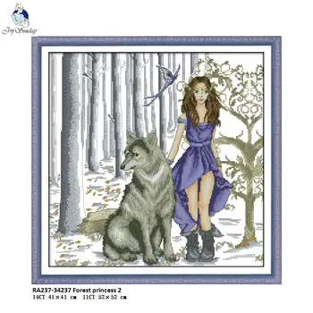 

DIY Handmade Cross stitch DMC Thread ,Sets For Embroidery kits,Precise Printed Forest Princess Patterns Counted Cross-Stitching