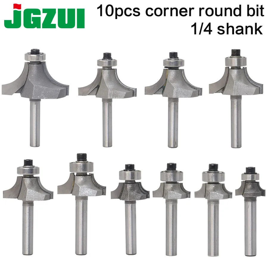 10pcsBit Round Over Edge Forming Router Bit Set 