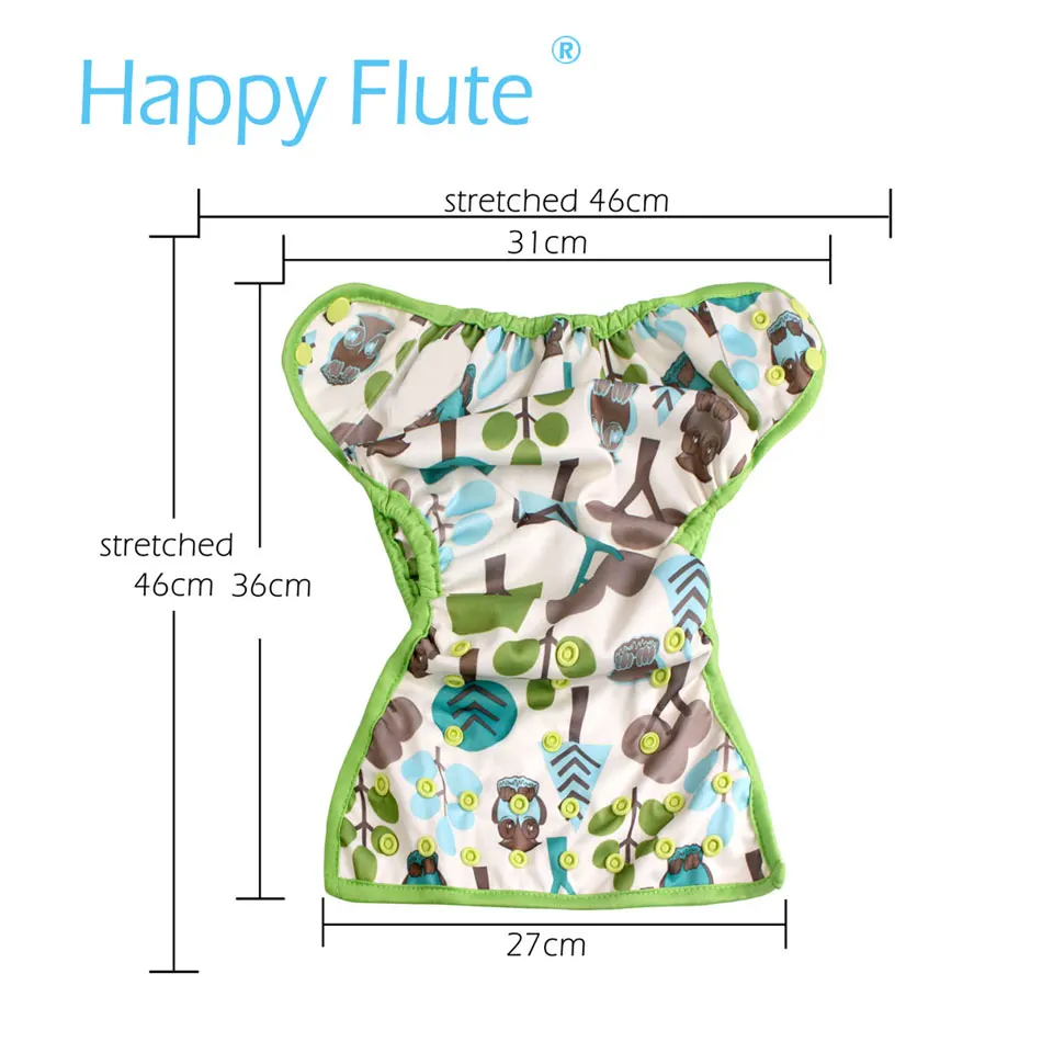 Новые принты Happy Flute новые OS детские тканевые подгузники, водонепроницаемый дышащий s m& L регулируемый, подходит для детей 5-15 кг