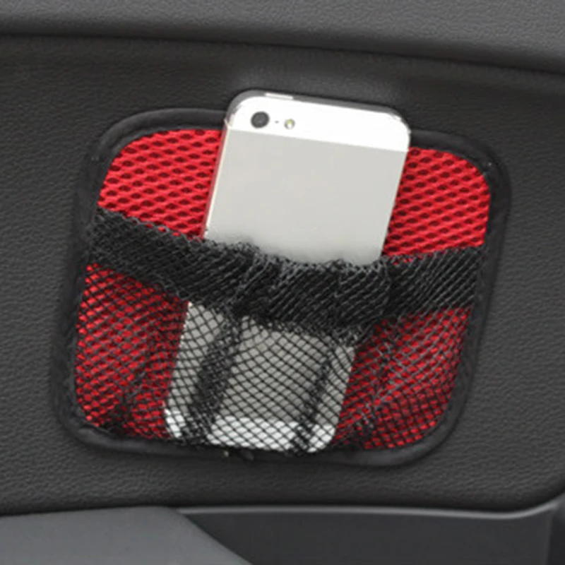 

Car Styling Trunk Elastic String Net Mesh Storage Bag Red Pocket Cage 3M Adahesive Fixed Car Accessories GHMY