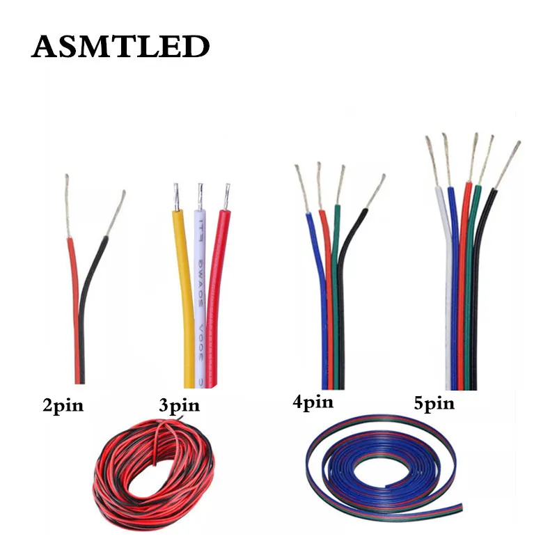 

1m-100m RGB Led Connector 2pin 3pin 4pin 5pin LED Cable Extension Extend Cord Connector Wire For RGB rgbw single color LED Strip