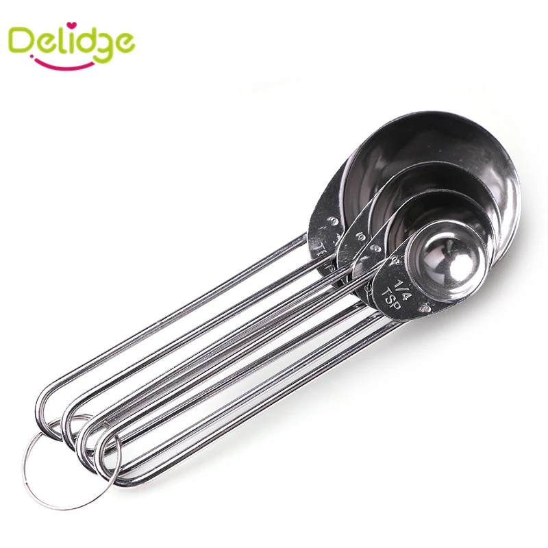 Кухонные мерные ложки Delidge 4 шт./компл. с линейкой из нержавеющей стали|kitchen measuring