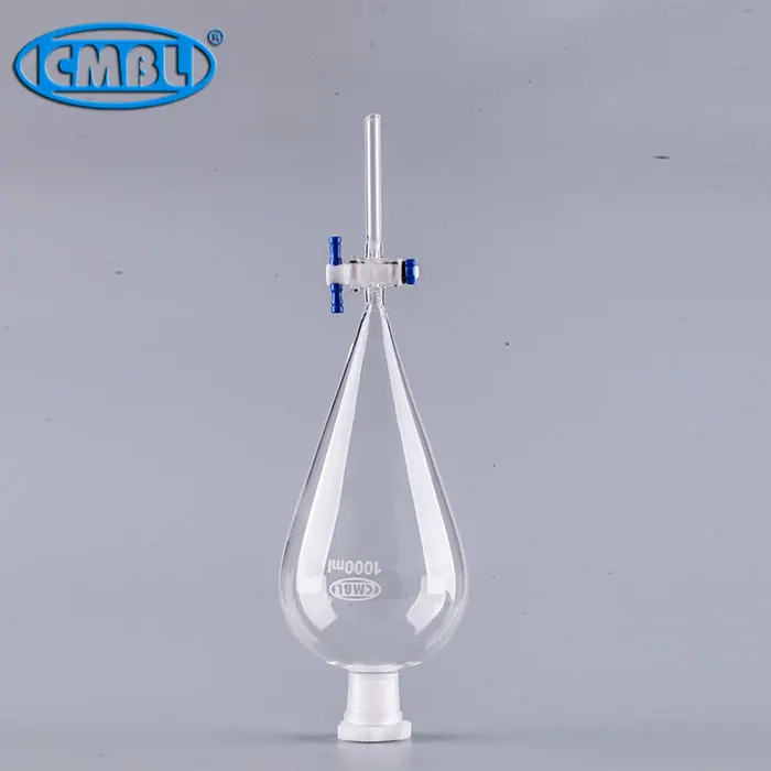 

1000ml Glass Separating Funnel 3.3 Borosilicate Glass Lab Glassware PTFE Stopper Clear And Thick