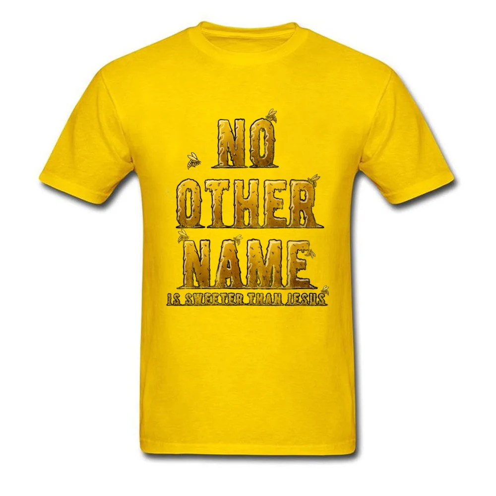 2018 Fashion Adult Top T-shirts Design Printed On Tops T Shirt Pure Cotton Short Sleeve Printed Top T-shirts O Neck No Other Name Is Sweeter Than Jesus yellow