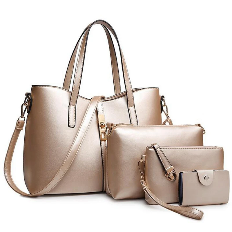 

2017 Fashion Top-Handle Bags Women PU Leather Composite Messenger Bags ladies shoulder bag all-match handbags 4 pcs/set YZ1537