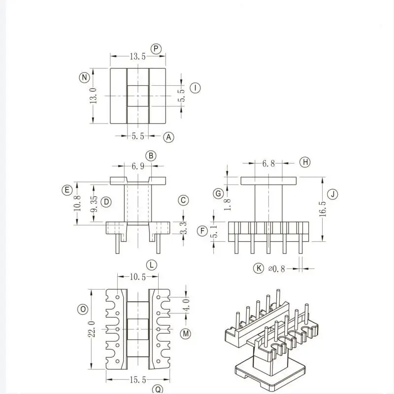 EE19 15W flyback трансформатор, 90-240VAC вход, 15В 1A выход, 15В 0.1A Aux, Viper26H, 115 кГц