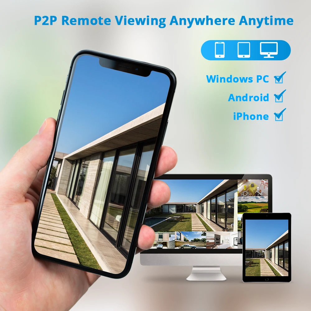  1080P 8CH Wireless CCTV Security Camera System H.265 12 Inch LCD Screen NVR WIFI Outdoor IP Camera 