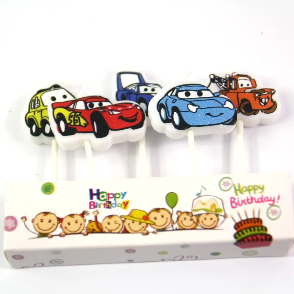 

5pcs Car cake Decoration Baby Cartoon Candle Happy Birthday Party Supplies Cake Decor Children favor for Topper Cupcake