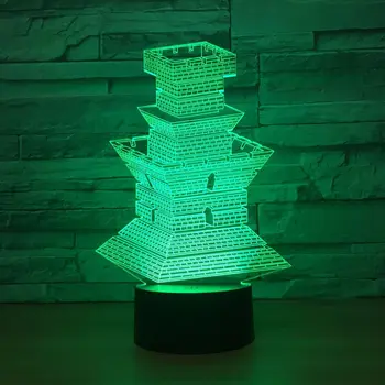 

Tower Building Model 3D illusion Lamp LED 3D Night Ligh 7 Color Change Remote Touch Desk lamp Party Atmosphere Lamp