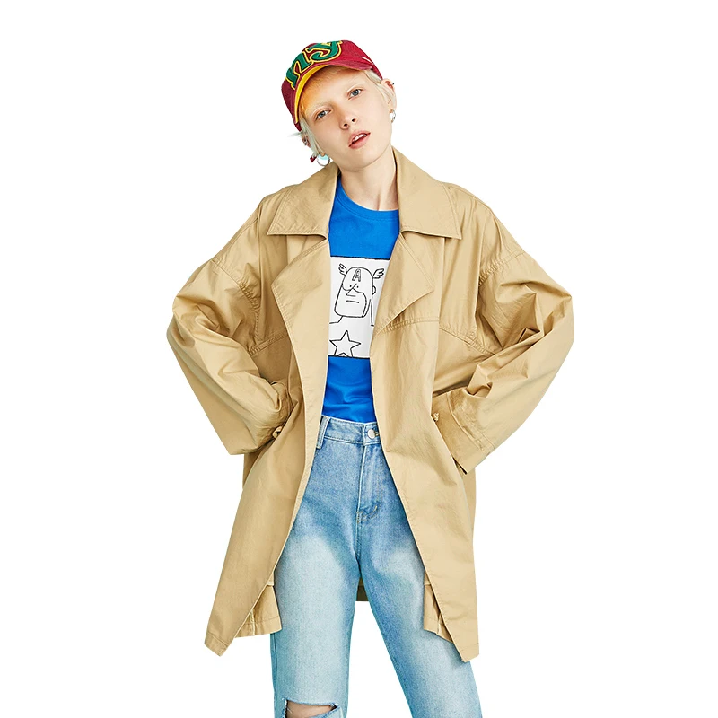 Toyouth осень свободные Chic короткий Тренч для Для женщин стильные Повседневное