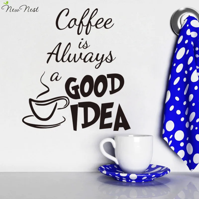 Kitchen Wall Decor Coffee is Always a Good Idea Quotes Decals Vinyl Stickers Art, Kitchen Wall Decal Quote Sticker Home Decor