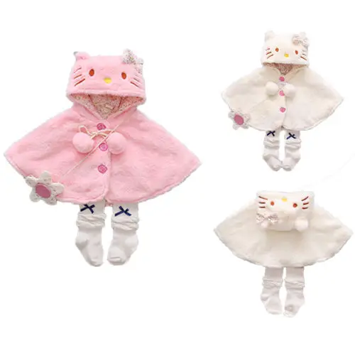 Одежда для младенцев pudcoco рисунком кота для детей плащ-пончо с капюшоном куртка теплая верхняя одежда, пальто, детский зимний комбинезон, на возраст от 0 до 24 месяцев