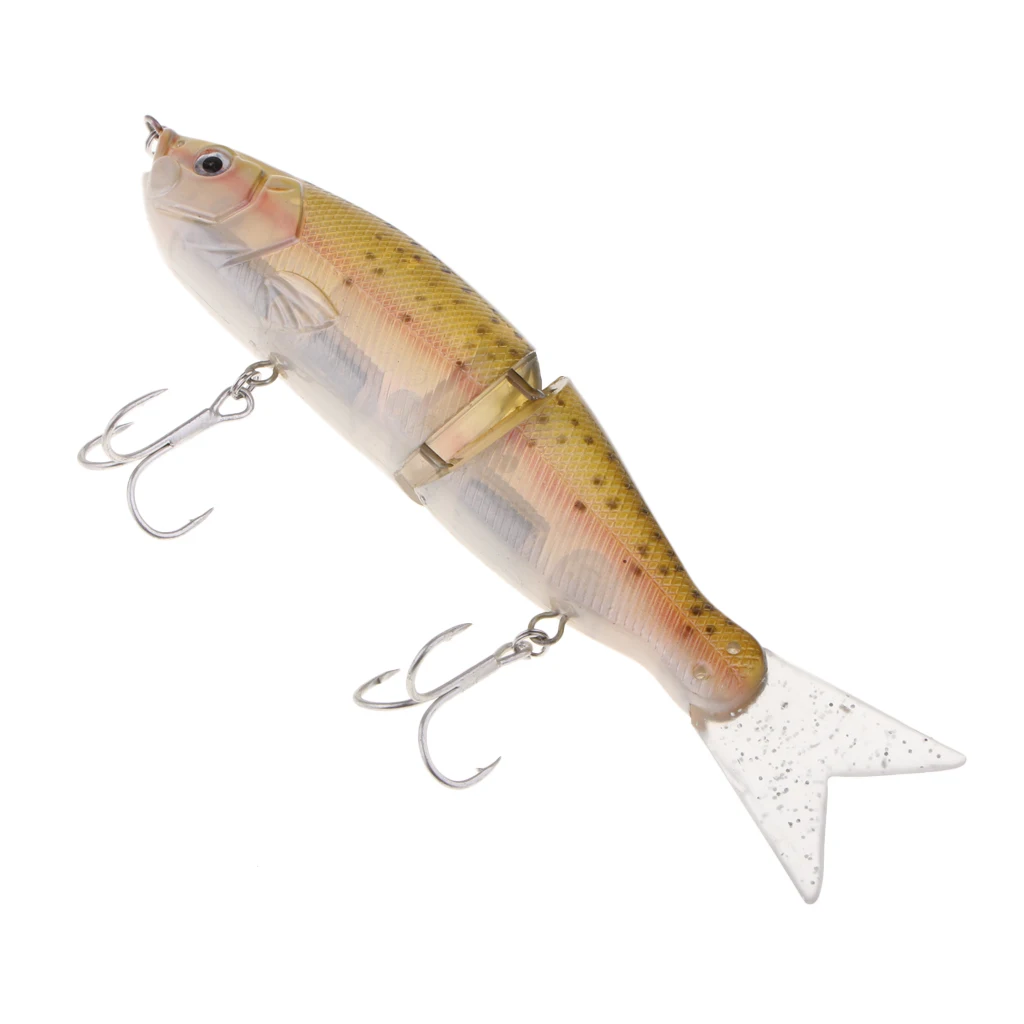 Artificial Bait Fishing 2-Section Multi Jointed Fishing Lures Swimbait with 2 Treble Hooks Minnow Crankbait Artficial Soft Bait