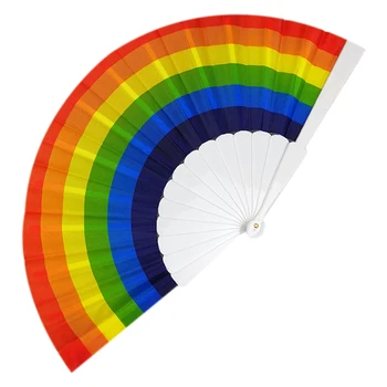 

Rainbow Hand Held Folding Fan Silk Folding Hand Fan,Vintage Style Rainbow Design Held Fans For Birthday,Graduation,Holiday,Wed